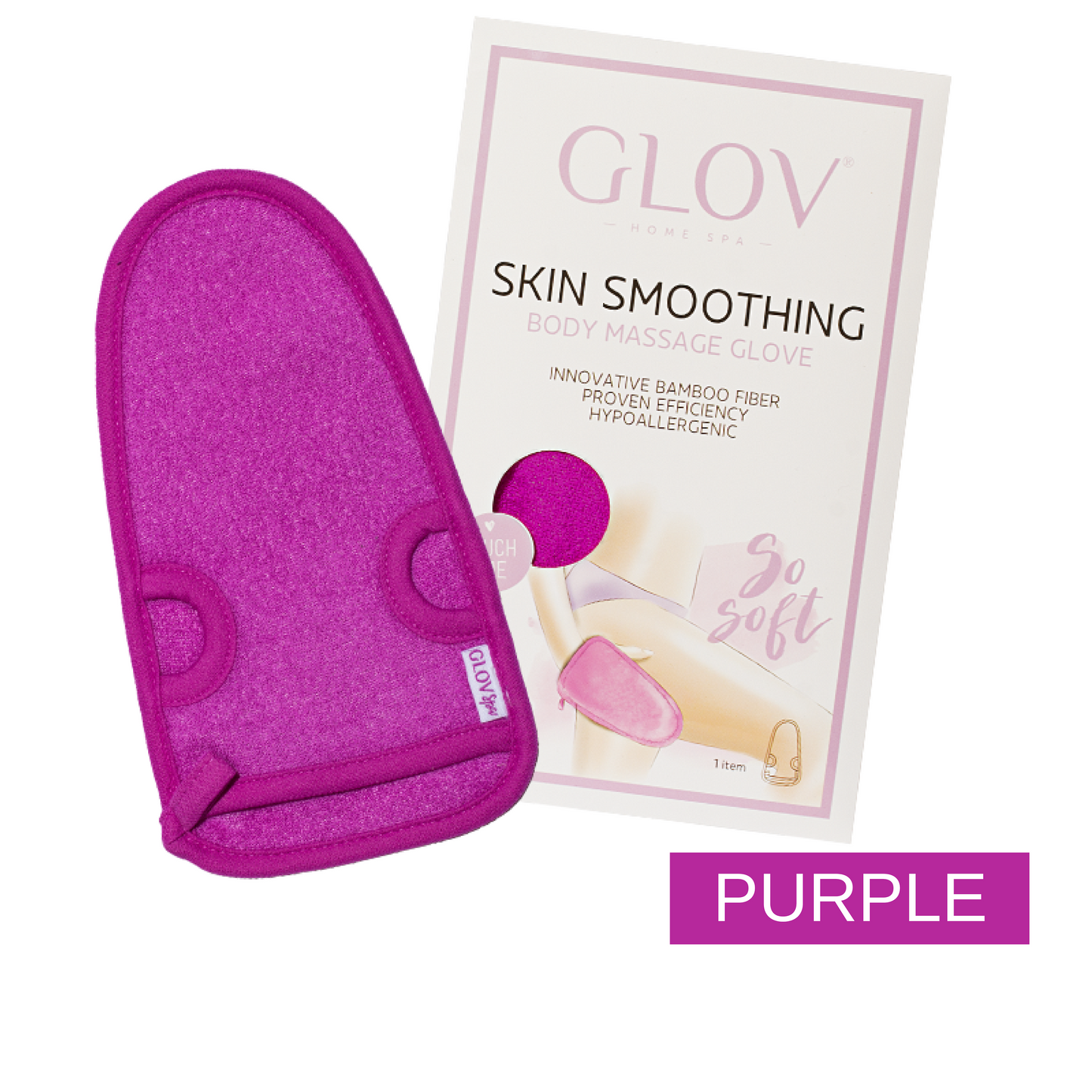 glov.gr, glov skin smoothing, body massage glove, purple