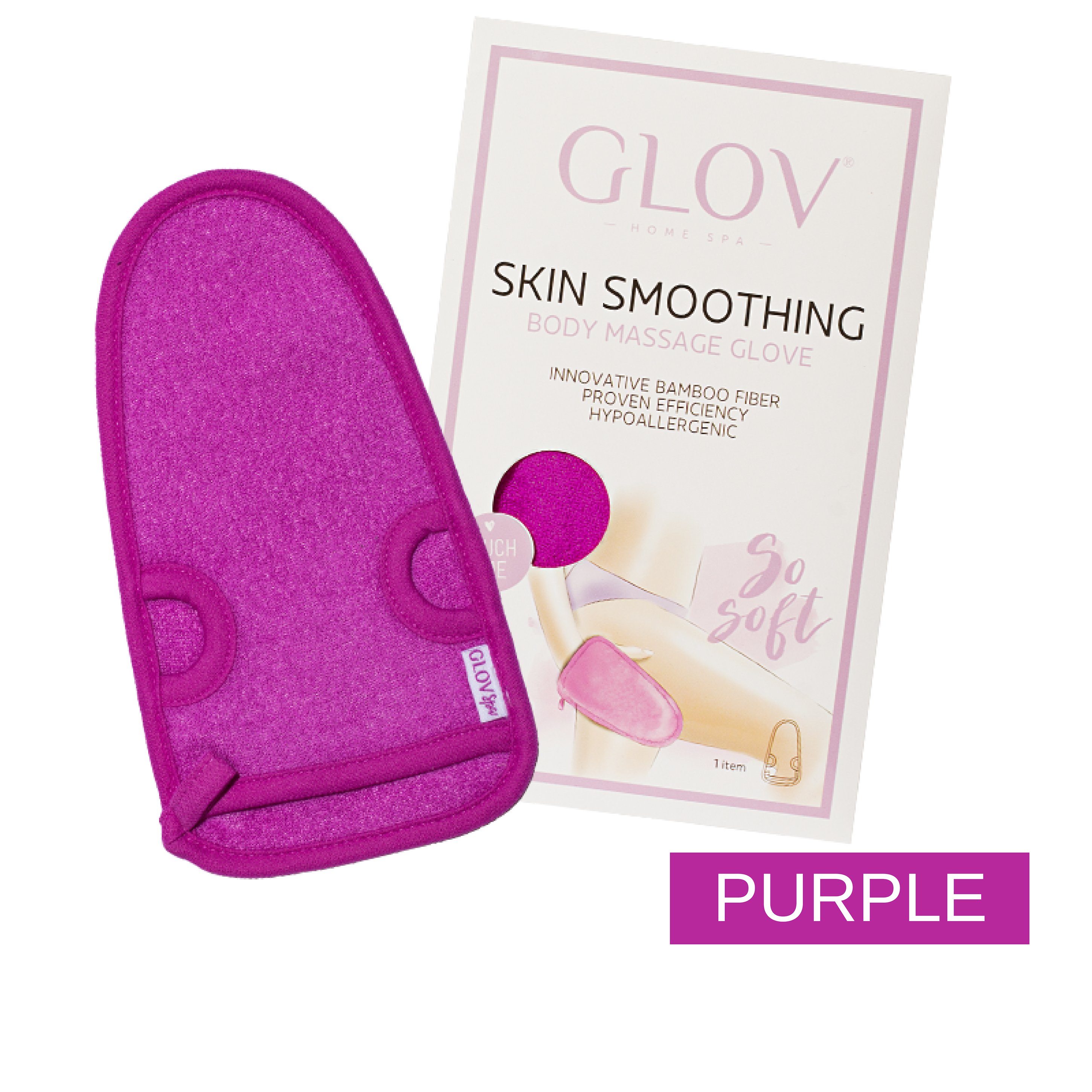 glov.gr, glov skin smoothing, body massage glove, purple 