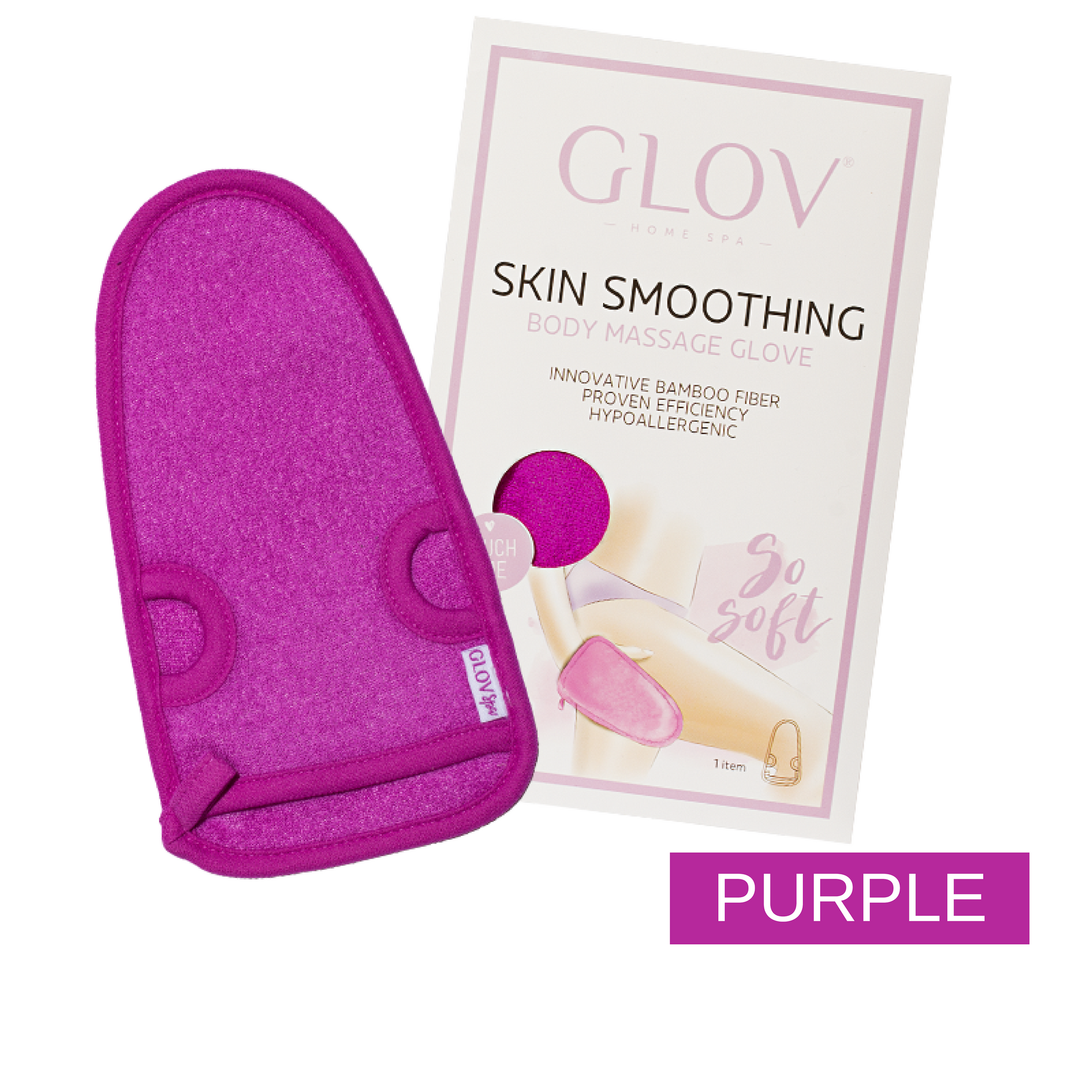glov.gr, glov skin smoothing, body massage glove, purple 