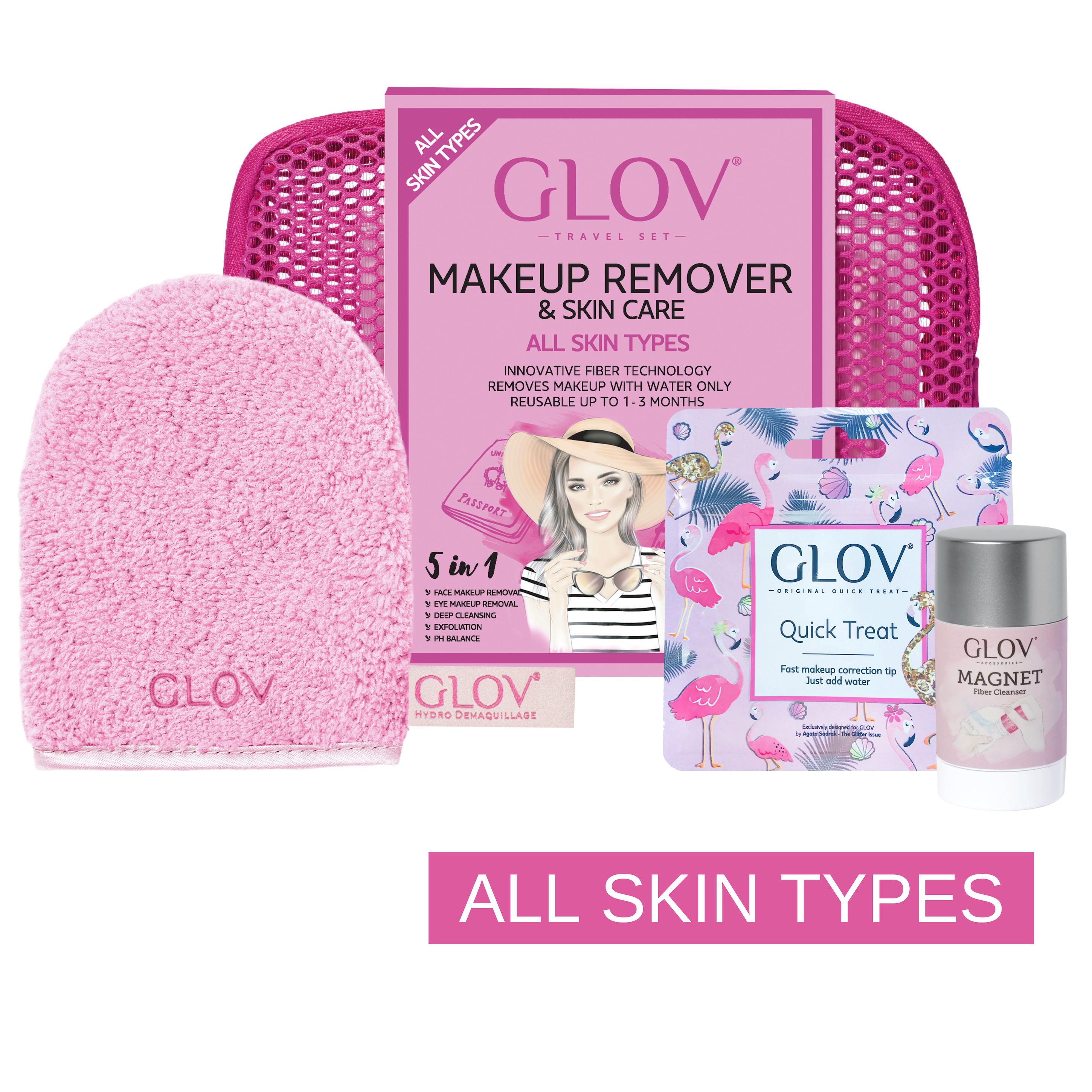 glov.gr, glov makeup remover only with water for all skin types, cozy rosie travel set